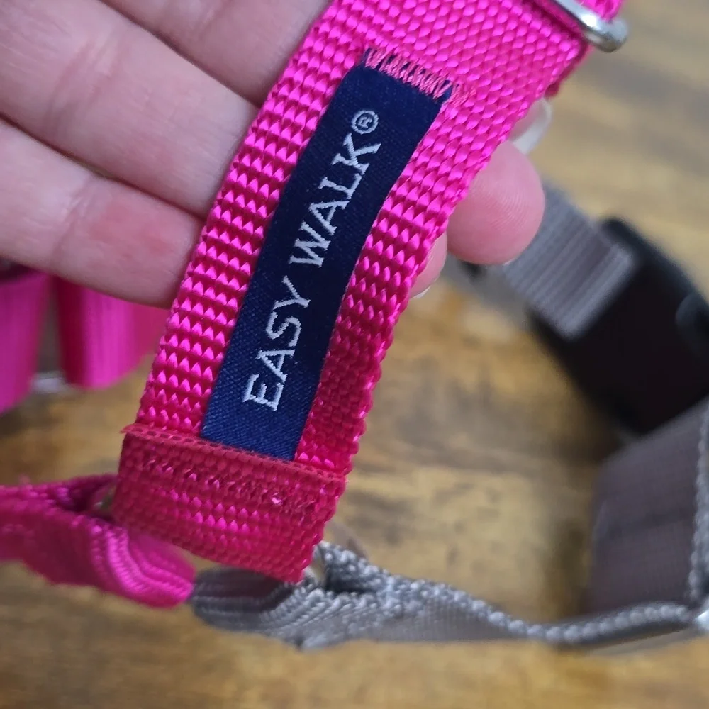 Easy Walk Pink and Gray Dog Harness Sime M/L Like New